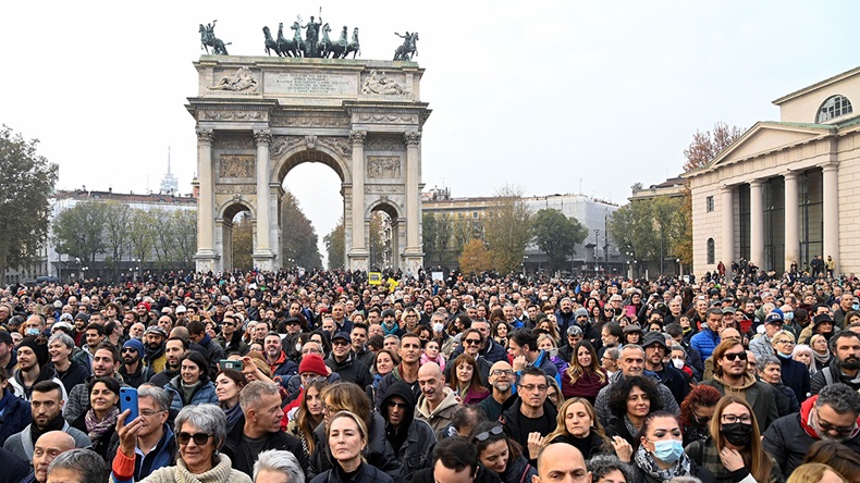 Italy Covid demonstration (Reuters/Flavio Lo Scalzo/Alamy Stock Photo)