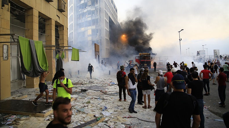 Beirut port protest (Hiba Al Kallas/Shutterstock.com)
