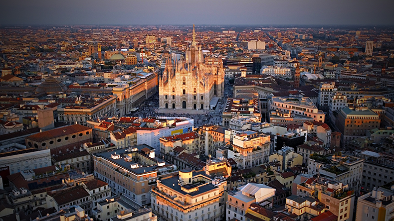 Aerial view of the city of Milan