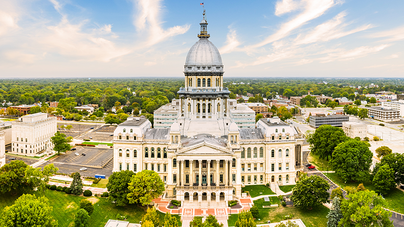 Drone view of the Illinois State Capitol, in Springfield. Illinois