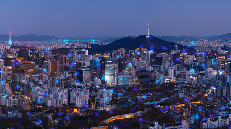 Seoul with digital overlay