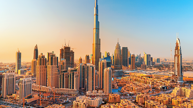 Beautiful Dubai downtown at the sunset,Dubai,United Arab Emirates