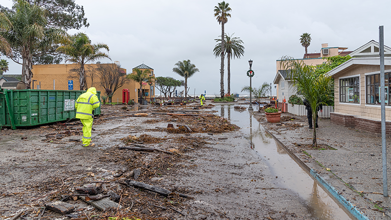 Bomb cyclone causes severe storm and flood damage in Santa Cruz County, CA, USA