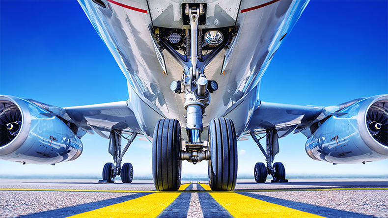 Landing gear of a jet plane