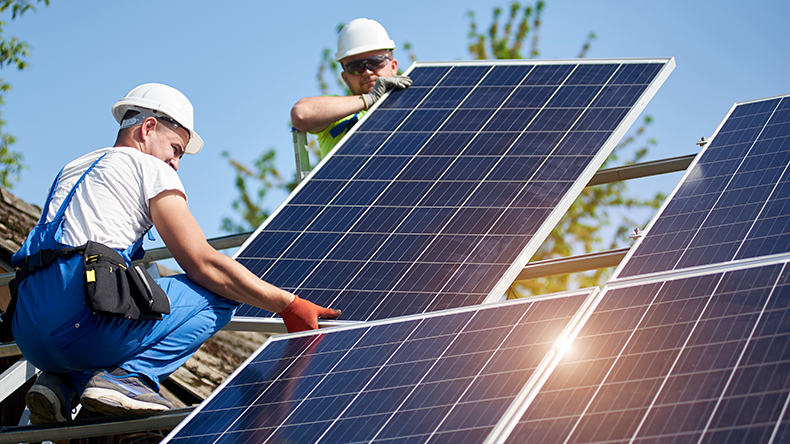 Solar power panels being installed