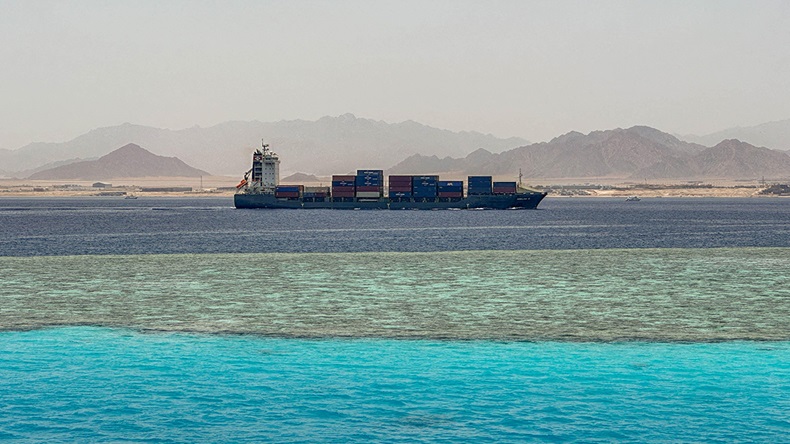 Red Sea cargo ship