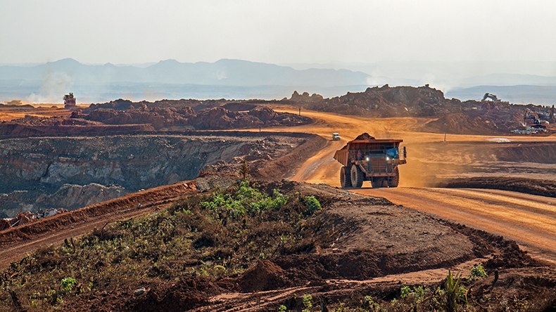 Dump truck in an open pit mine in Africa