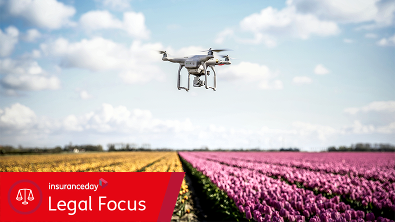 Netherlands, drone with camera flying over tulip fields