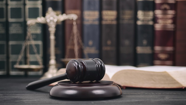 Gavel, scales, law books (Corgarashu/Alamy Stock Photo)