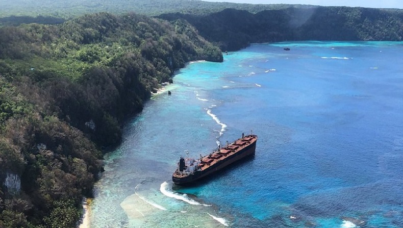 Bulk carrier Solomon Trader grounded in the Solomon Islands in February 2019.