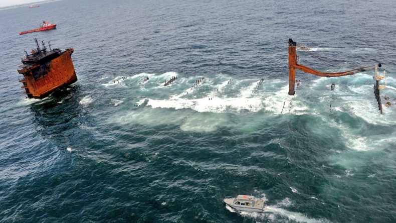 X-Press Pearl wreck. Picture Indian Navy