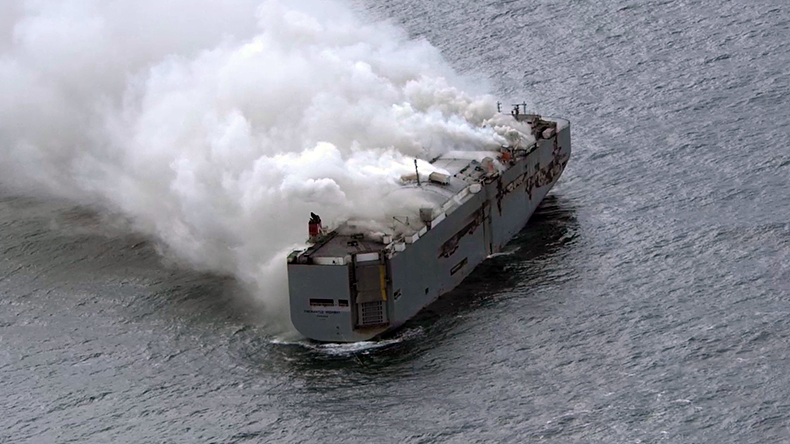 Fremantle Highway car carrier on fire at sea