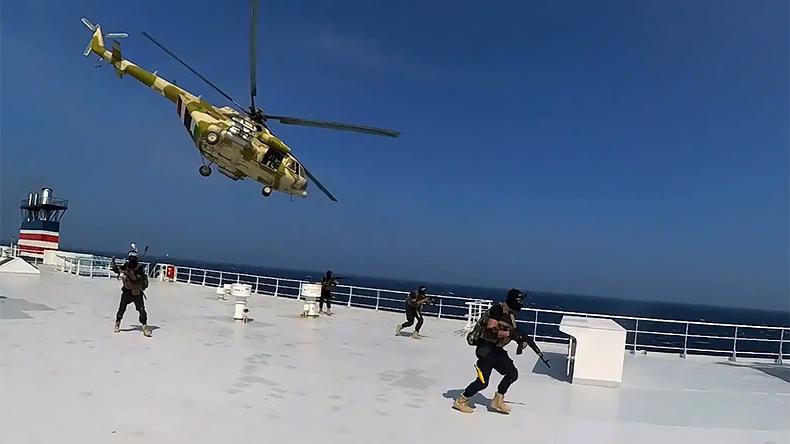 Galaxy Leader helicopter leaving airbourne
