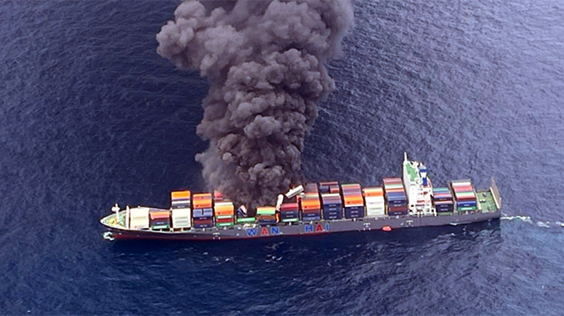 Wan Hai Lines-owned Wan Hai 503 when an explosion occurred  and a fire broke out