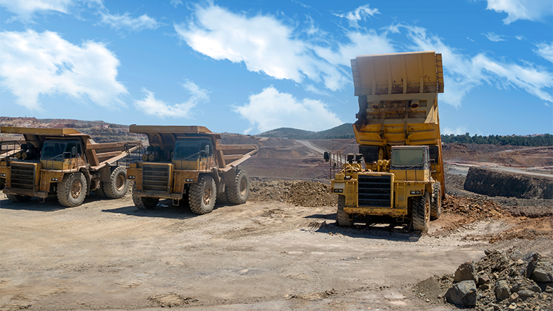 Trucks in an open-cast mine