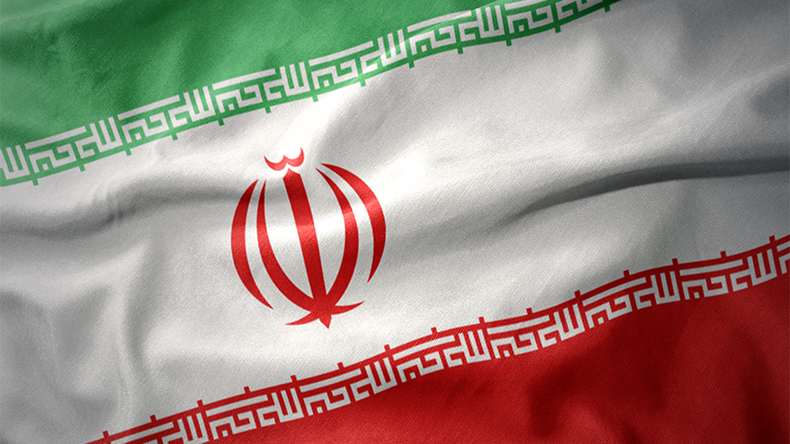 Waving colorful flag of Iran