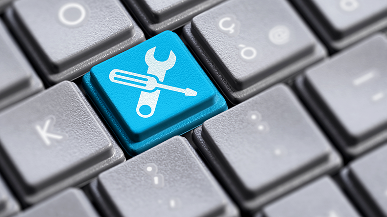 Blue tools key on keyboard