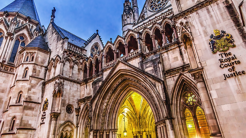 Royal Courts of Justice Law Courts Old City London England.  The Building Houses the High Court and Court of Appeal of England and Wales.