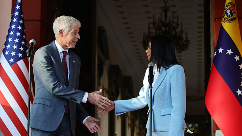 Interim President Delcy Rodríguez of Venezuela Meets With U.S. Energy Secretary Chris Wright