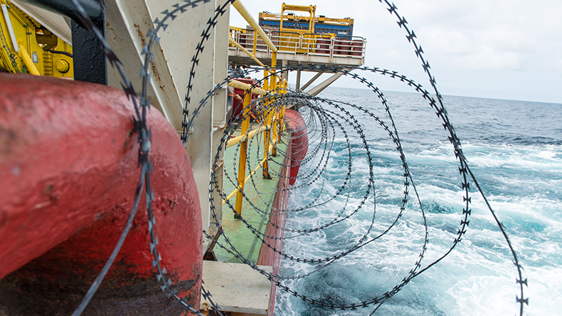 Anti-piracy measures on board a ship