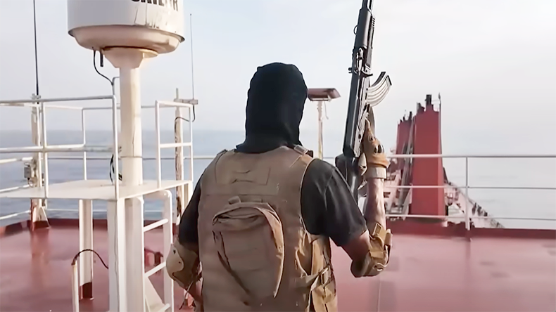 Houthis on board Magic Seas before sinking it