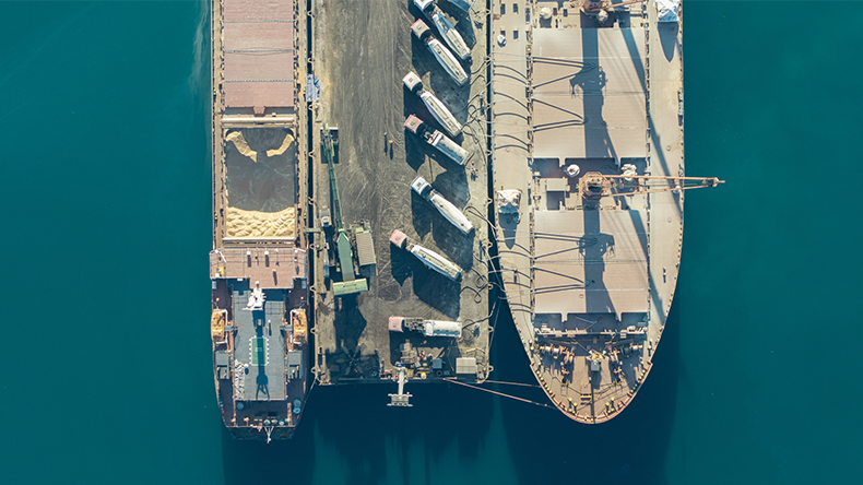 Dry bulk cargo loading at port in Turkey