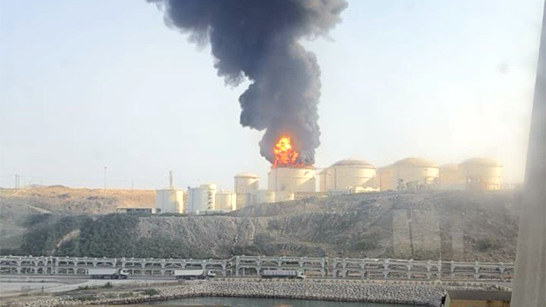 Salalah oil depot on fire