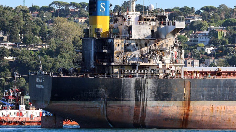 Bulk carrier Anna S after drone attack in Black Sea