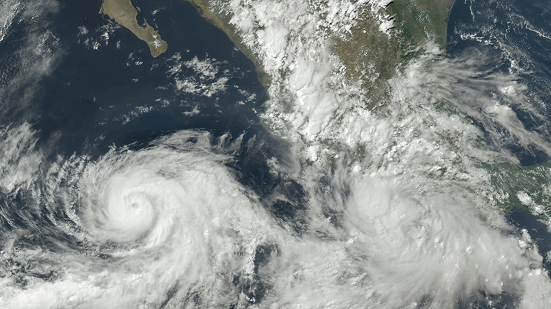 Hurricane Adrian (left) and Tropical Storm Beatriz (2023)